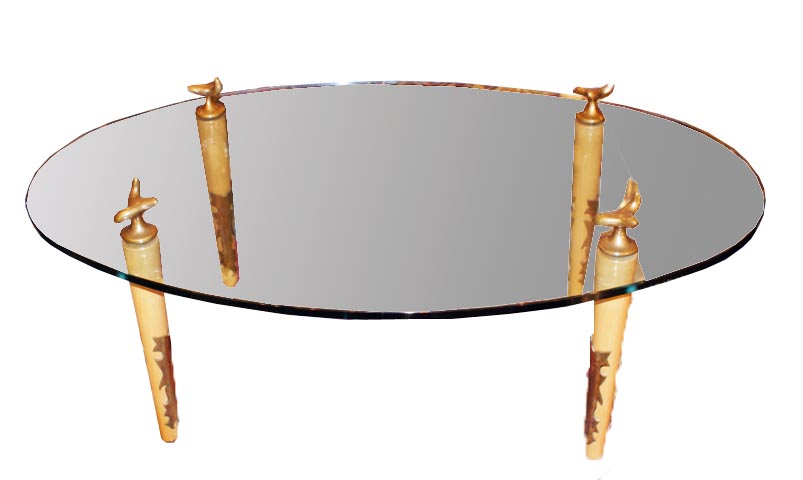 Garouste e bonetti: Tavolono Vintage Coffee table ovale del XX Secolo , Pezzo di storia autentico - Robertaebasta® Art Gallery opere d’arte esclusive.